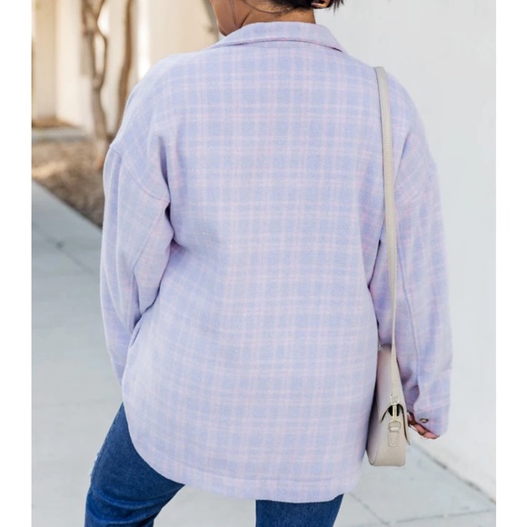 Pink Pily Purple Plaid Shacket - Krista X Pink Lily - Size Medium - Picture 4 of 5